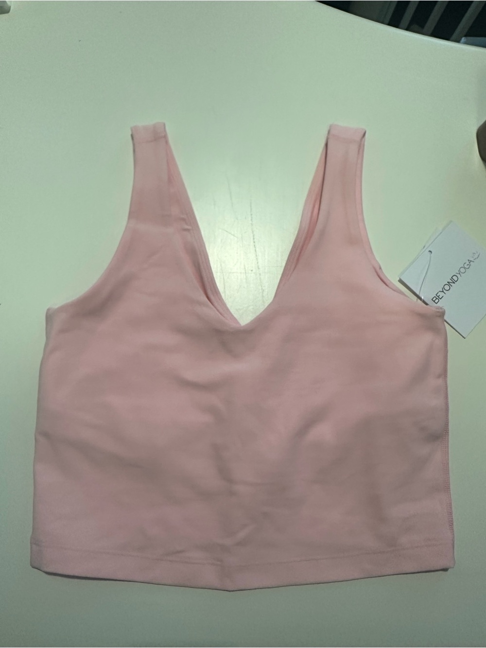 Beyond Yoga Light Pink V-Neck Cropped Tank